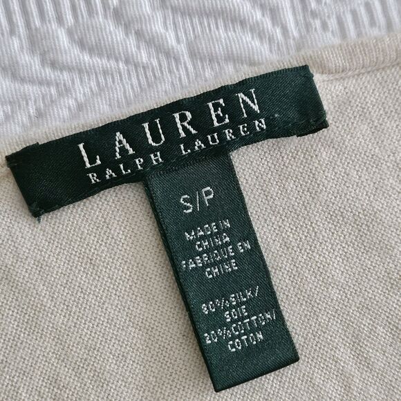Lauren Ralph Lauren Women's Cream Top Size PS 80% Silk 20% Cotton - Picture 3 of 9